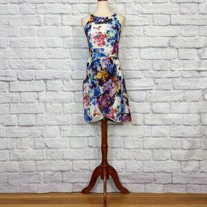 Cooper St. Sheer Floral Faux Wrap Mini Dress